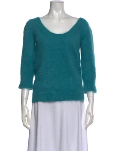 Pre-owned Gucci Angora Scoop Neck Sweater In Blue