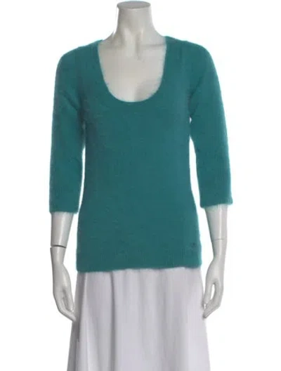 Pre-owned Gucci Angora Scoop Neck Sweater In Blue