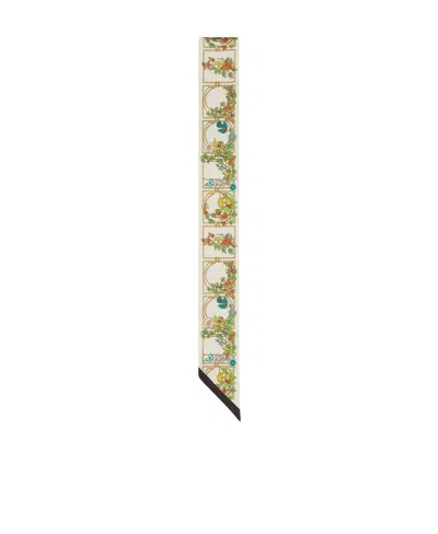 Gucci Animal And Floral Print Silk Neck Bow In White