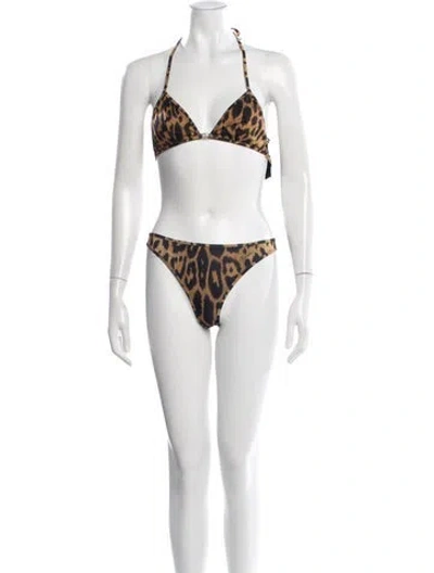 Pre-owned Gucci Animal Print Bikini W/ Tags In Brown