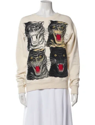 Pre-owned Gucci Animal Print Crew Neck Sweatshirt In Neutral