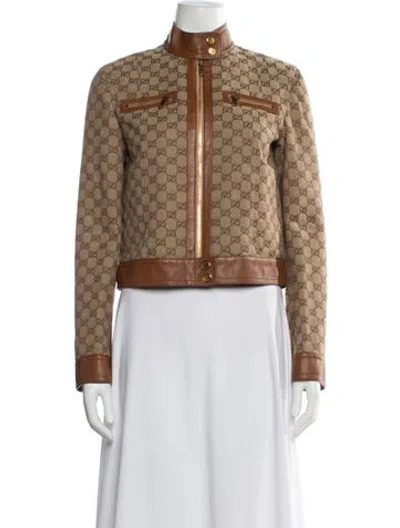 Pre-owned Gucci Animal Print Faux Fur Jacket In Brown