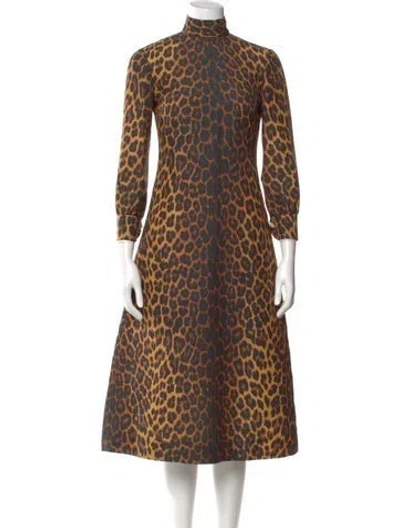 Pre-owned Gucci Animal Print Midi Length Dress In Neutral