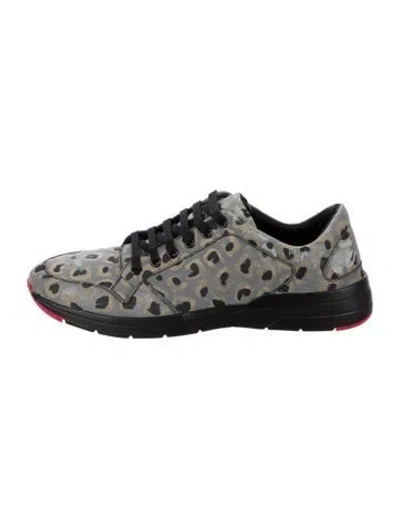 Pre-owned Gucci Animal Print Sneakers In Silver