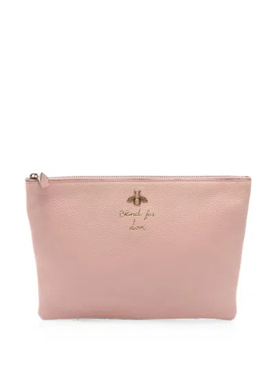 Pre-owned Gucci Animalier Bee Clutch Bag In Pink