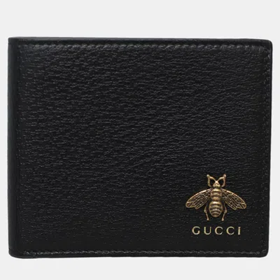 Pre-owned Gucci Animalier Bi-fold Wallet In Black