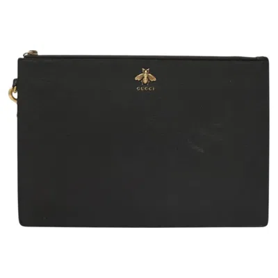 Pre-owned Gucci Animalier Black Leather Clutch Bag ()