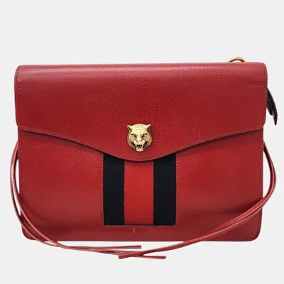 Pre-owned Gucci Animalier Chain Shoulder Bag (431283) In Red