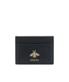 Gucci Animalier Leather Card Case In Black