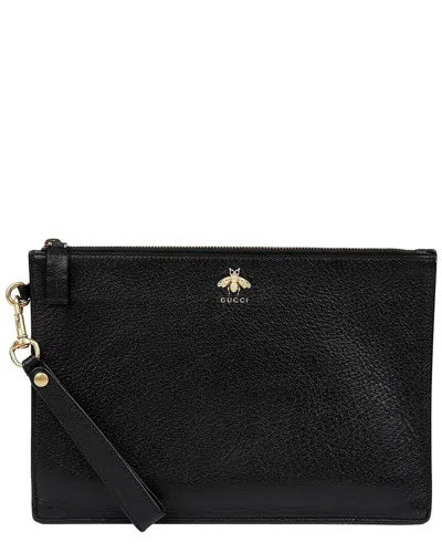Gucci Animalier Pouch Clutch (authentic Pre-loved) In Black