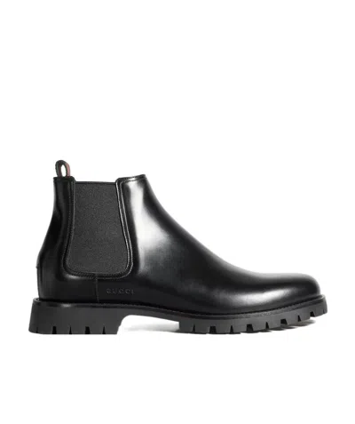 Gucci Ankle Boot With Elastic Insert In Black
