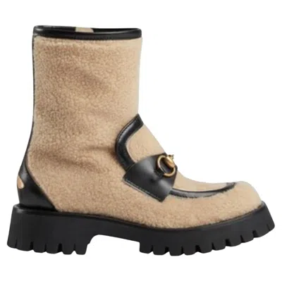 Pre-owned Gucci Ankle Boot With Horsebit In Neutrals It 38 In Brown
