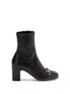 Gucci 75 Horsebit Leather Boots In Black