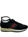 Gucci Motion Sneakers With Web Stripe In Black