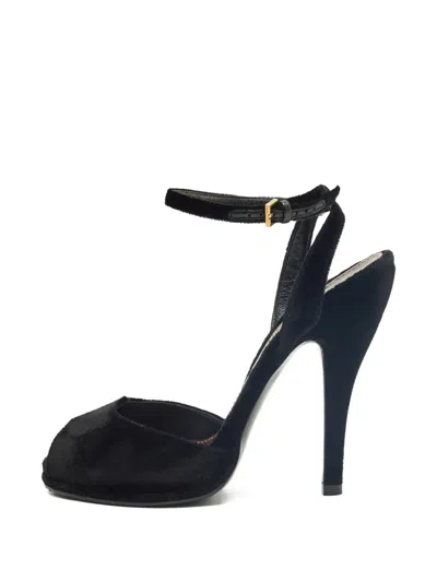Pre-owned Gucci Ankle-strap Peep-toe Sandals In Black