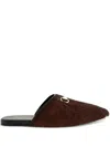 Gucci Men Brown Mule With Horsebit On The Front And All-over Gg Motif In Suede Man In Multi