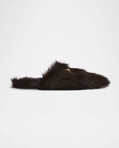 GUCCI ANNETTE SHEARLING HORSEBIT MULES