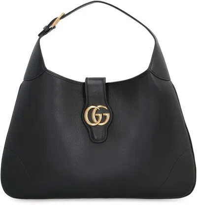 Gucci Aphrodite Large Leather Shoulder Bag In Black