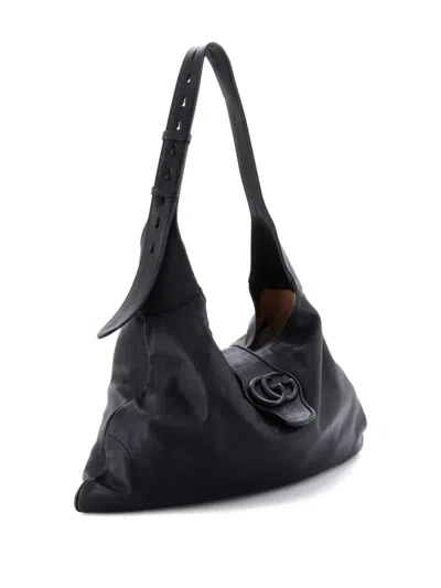 Pre-owned Gucci Aphrodite Leather Large Shoulder Bag In Black