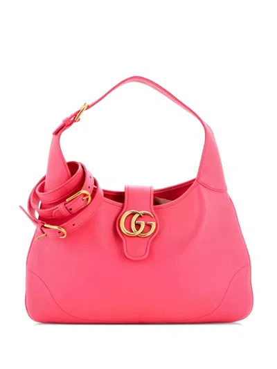 Pre-owned Gucci Aphrodite Leather Medium Shoulder Bag In Pink