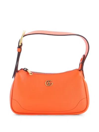 Pre-owned Gucci Aphrodite Leather Mini Shoulder Bag In Orange