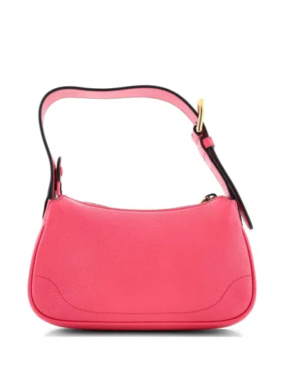 Pre-owned Gucci Aphrodite Leather Mini Shoulder Bag In Pink