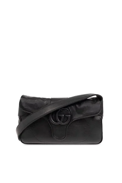 Gucci Aphrodite Logo Plaque Small Shoulder Bag In Black