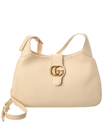 Gucci Aphrodite Medium Leather Shoulder Bag In Beige