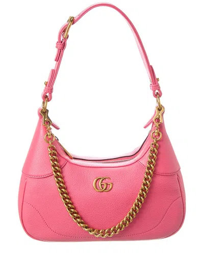 Gucci Aphrodite Small Leather Hobo Bag In Pink