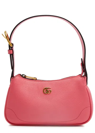 Gucci Aphrodite Small Leather Shoulder Bag, Leather Bag, Pink In Black