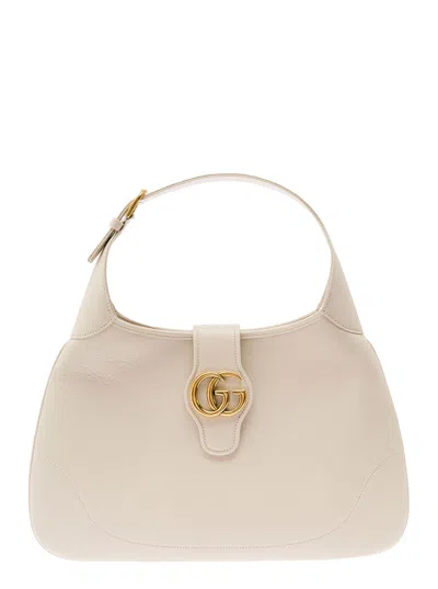 Gucci 'aphrodite' White Shoulder Bag With Double G Logo In Leather Woman In Multicolor