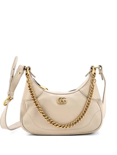 Pre-owned Gucci Aphrodite Zip Shoulder Bag Leather Small Hobo Bag In Neutral