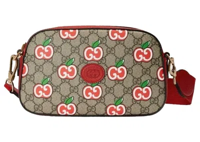 Pre-owned Gucci Apple Messenger Bag In Beige/brown