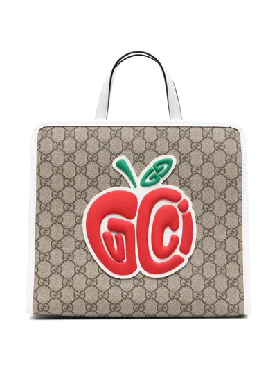 Gucci Kids Logo Patch Tote Bag In B.eb/gr.w/n.sham/b.r