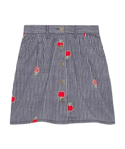 Gucci Apple Striped Skirt In Gray
