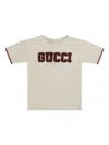 Gucci White/mix Crewneck Embroidered-logo Cotton-jersey T-shirt 4- In Neutral