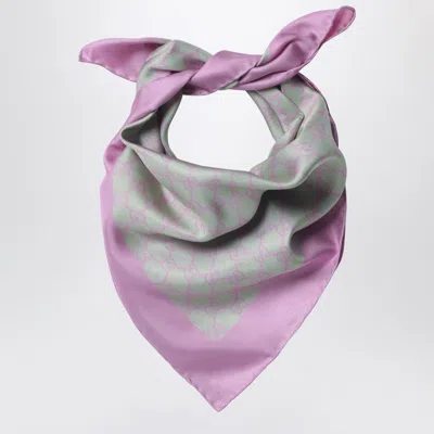 Gucci Aqua Green And Pink Silk Twill Scarf Women In Multi