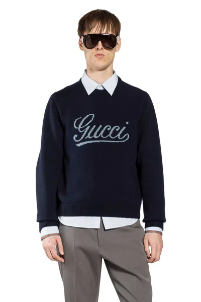 Gucci Archive Logo Wool Sweater In Blue