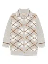 Gucci Argyle-knit Wool Cardigan In Grey