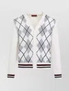 Gucci Argyle-intarsia Wool Cardigan In Metallic