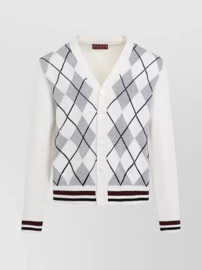 GUCCI ARGYLE LUREX WOOL CARDIGAN