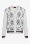 Gucci Argyle-intarsia Wool Cardigan In White