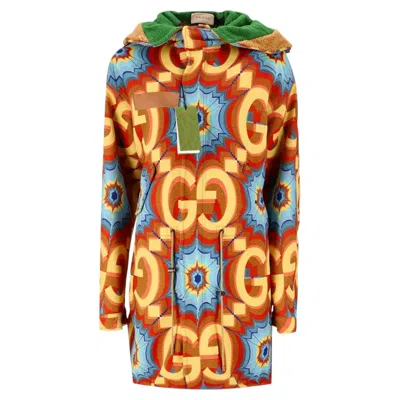 Pre-owned Gucci Aria Collection 'gg' Kaleidoscope Jacquard Parka In Brown