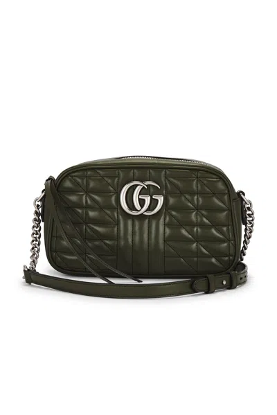 Pre-owned Gucci Aria Gg Marmont Camera Bag In Green