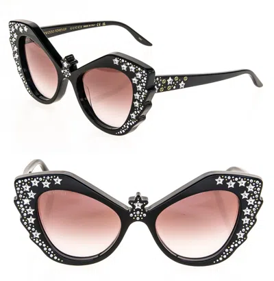 Pre-owned Gucci Aria Hollywood Forever 1095 Black 001 Crystal Star Sunglasses Gg1095s In Red