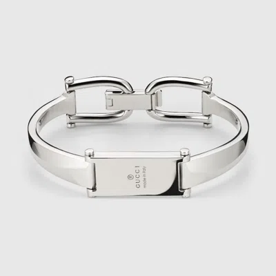Gucci Stirrup Motif Bangle Bracelet In Silver