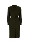Gucci Shirt Dress With Belted Waist And Long Sleeves In Green