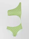Gucci Asymmetrical Cut-out Swimsuit In Stretch Fabric In Green