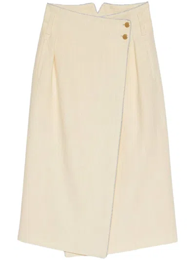 Gucci Asymmetrical Wrap Linen Skirt In Nude