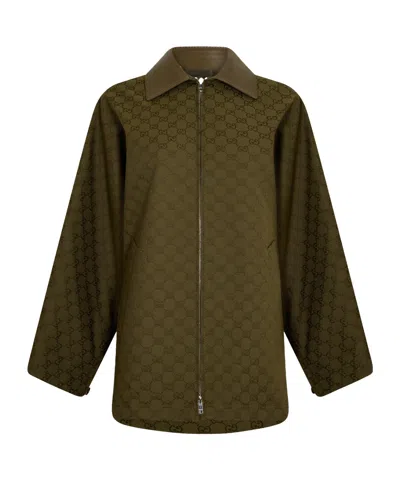 Gucci Athletic Tailored Fit Bomber Jacket In Green